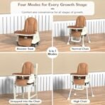 StarAndDaisy High Chair for Baby/Baby Feeding Chair for 0 to 5 Years with 4 in-1 Multifunctions/High Chair with Height Adjustable, Detachable Tray & One-Hand Adjustable - Coffee - Fast Shipping to USA & Canada - Image 4