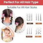 TEMPERIA (Pack of 2) Fancy Stylish Telephone Wire Hair Rubber Band for Girls, Kids - Colorful Braided Spiral Hair Ties - Cute Cartoon Ponytail Holder Elastic Hair Accessories (Random Colors & Designs) - Fast Shipping to USA & Canada - Image 6