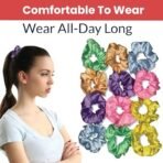 TEMPERIA (12 pcs) Silk Satin Scrunchies For Women & Girls - Stylish Luxury Ponytail Rubber Band Ties for Hair - Light Colours Same As Shown (MN02) - Fast Shipping to USA & Canada - Image 5