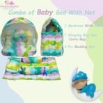 Infantbond Combo Baby Bed with Net & Bedding (Pista Green Star) ? Fast Shipping to USA & Canada - Image 3