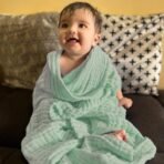 MOM's HOME Cotton Baby Super Soft Absorbent Muslin 6 Layer Wash Towel- 100X100 Cm, (0-3 Years)- Green - Fast Shipping to USA & Canada - Image 5
