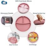 Kids Station 3 Piece BPA-Free Silicone Baby Feeding Set - Baby Plate - Spoon and Bowl - Make Mealtime Fun - Microwave Safe - Unbreakable Eco-Friendly - Organic & Natural (Plate (Set of 3), Pink) - Fast Shipping to USA & Canada - Image 7