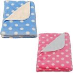 First Kick Baby Blankets New Born Combo Pack of Polka Printed Wrapper Durable Fleece Polyester Towel Cum Baby Sleep Crib Wrapping Sheet (100 cm x 75cm, 0-12 Months) Pack of 2 Dotts Sky, Pink - Fast Shipping to USA & Canada