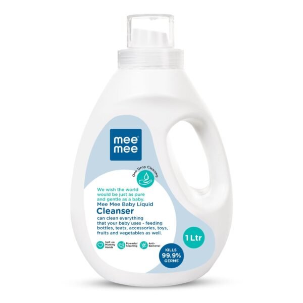 Mee Mee Baby Liquid Cleanser 1000ML Anti-Bacterial Kills 99.9% Germs | Cleanser for Baby Bottles, Nipples, Accessories, Toys, Fruits & Vegetables No Alcohol, One Drop Cleaning, Dermatologically Tested - Fast Shipping to USA & Canada