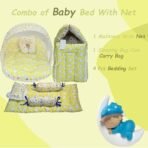 Infantbond Baby Bed with Net & Bedding Set (Sheep Yellow) ? Fast Shipping to USA & Canada - Image 4