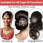 TEMPERIA Hair Accessories For Women & Girls Stylish for Wedding - Artificial Flowers & Pearl Style Juda Bun Accessories - Floral Bridal Brooch & Hair Pins - Hairstyle Decoration Bride Clips (MN12) - Fast Shipping to USA & Canada - Image 7
