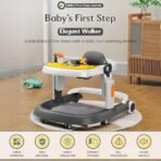 StarAndDaisy Elegant Baby Walker 6 to 18 Months/Walker for Kids Girl Boy with Anti Fall Brake Pads, 3 Speed Height Adjustment, Multi-Level Seat Adjustment, Recreational Music Toy Bar (Grey & Yellow) - Fast Shipping to USA & Canada - Image 3