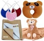 First Kick New Born Baby Gift Set Combo Pack for Baby Boys and Baby Girls Pack of 6 Pcs Camel Monkeys Brown - Fast Shipping to USA & Canada - Image 2