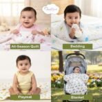 MOM'S HOME Organic Cotton Baby Muslin AC Quilt/Blanket | 100x120 cm | 0-3 Year | Dinopark - Fast Shipping to USA & Canada - Image 5