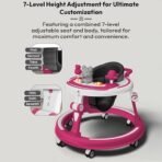 StarAndDaisy 360 Baby Walker 6-24 Months / 7 Level Height Adjustment Walker for Kids Boy and Girl with Switchable Food & Musical Toy Tray/Premium Baby Activity Walker - Pink - Fast Shipping to USA & Canada - Image 4
