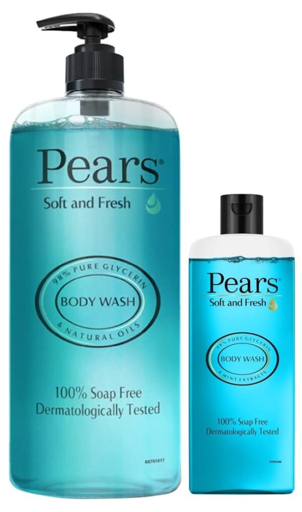 Pears Soft & Fresh Shower Gel SuperSaver XL Pump Bottle with 98% Pure Glycerine, 100% Soap Free and No Parabens, 750 ml & Pears Soft & Fresh Body Wash 250 ml (Combo Pack of 1) - Fast Shipping to USA & Canada