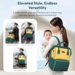 StarAndDaisy Baby Diaper Bag for Mother Travel/Maternity Bag with Multi-Compartments, Insulated Bottle Pockets, Waterproof (Dark Green Yellow) - Fast Shipping to USA & Canada - Image 3