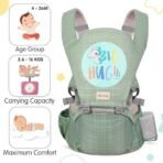 1st Step 5 in 1 Hip Seat Baby Carrier with 5 Carry Positions, Detachable Hip seat, Padded Waist Belt for 4 to 36 Months Baby, Adjustable New-Born to Toddler Carrier, Max Weight Up to 16 Kgs (Green) - Fast Shipping to USA & Canada - Image 3