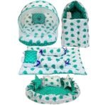 Infantbond Combo Baby Bed with Net & Nest Bedding (Aqua Green Elephant) ? Fast Shipping to USA & Canada - Image 2
