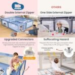 Kids Station Non-Foldable Baby Playard Playpen - Spacious - For Infants upto 4 Years - With Extra Thick Mattress - Storage Pocket and Anti-Fall Grasp Rings - Kids Activity Center with Safety Lock - 6ftx5ft or 180x150cm (Blue) - Fast Shipping to USA & Canada - Image 4