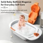 StarAndDaisy Baby Bath tub for 0 to 5 Years with Temperature Sensor/Bath tub for Kids 0-3 Years for Kids with Anti-Slip Legs/Bath tub for Baby with Baby Bather Without Wheel(White-Orange) - Fast Shipping to USA & Canada - Image 3
