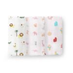MOM'S HOME Baby Organic Cotton Soft Muslin Cloth Swaddle | 0-12 Months | Pack of 3 - Fast Shipping to USA & Canada