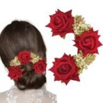 TEMPERIA (1pc) Hair Accessories For Women & Girls Stylish for Wedding - Artificial Flowers & Pearl Style Juda Bun Accessories - Floral Bridal Brooch & Hair Pins - Hairstyle Decoration Bride Clips - Fast Shipping to USA & Canada - Image 2