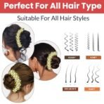 TEMPERIA (12 pcs) Hair Accessories For Women & Girls - Artificial Flowers Bun Juda Bridal Pins for Hairstyle & Decoration - Pins & Clips for Style of Bride (MN01) - Fast Shipping to USA & Canada - Image 6