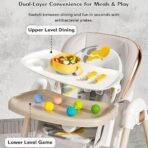 StarAndDaisy Galaxy 2 in1 Rocking Baby High Chair for Boys and Girls Dining Chair 4 Level Reclining Position, Adjustable Height, Locking Wheels, 5 Point Safety Belt (White) - Fast Shipping to USA & Canada - Image 7