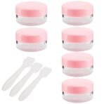TEMPERIA (Pack of 6) Refillable Small Containers for Makeup, Cream & Lip Balm - Portable Mini Size Empty Storage Boxes with Spatula for Travel - Plastic Small Box Container for Cosmetic - Multicolour - Fast Shipping to USA & Canada