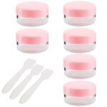 TEMPERIA (Pack of 6) Refillable Small Containers for Makeup, Cream & Lip Balm - Portable Mini Size Empty Storage Boxes with Spatula for Travel - Plastic Small Box Container for Cosmetic - Multicolour - Fast Shipping to USA & Canada