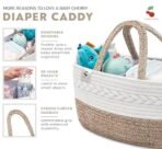 a baby cherry Cotton-Diaper Baby Products Caddy|Diaper Caddy Bag Organizer Large Capacity(40 * 28 * 20Cm)|Nursery Storage Bin And Car Organizer For Diapers And Wipes(Brown) - Fast Shipping to USA & Canada - Image 5