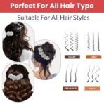 TEMPERIA (4 pcs) U Pin Hair Accessories For Women & Girls - Artificial Flowers Bun Juda Bridal Pins for Hairstyle & Decoration - Pins & Clips for Style of Bride - Silver (MN01) - Fast Shipping to USA & Canada - Image 6