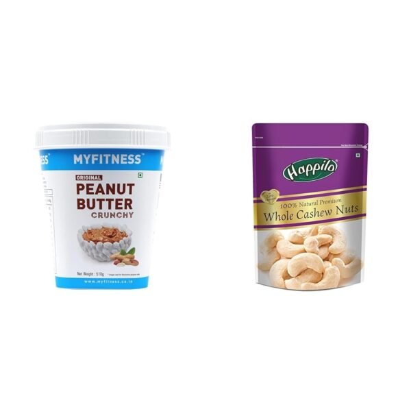 MYFITNESS Original PB Crunchy 510g & Happilo Cashews 200g - Fast Shipping to USA & Canada"