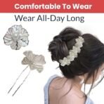 TEMPERIA (4 pcs) U Pin Hair Accessories For Women & Girls - Artificial Flowers Bun Juda Bridal Pins for Hairstyle & Decoration - Pins & Clips for Style of Bride - Silver (MN01) - Fast Shipping to USA & Canada - Image 5
