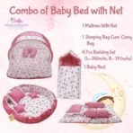 Infantbond Combo Baby Bed with Net & Nest Bedding Set (Pink Moon) ? Fast Shipping to USA & Canada - Image 3