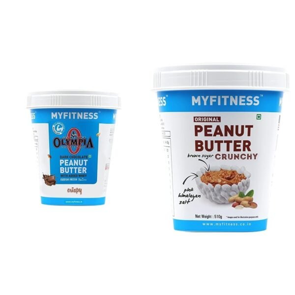 MYFITNESS High Protein Dark Chocolate Peanut Butter Crispy 510g & Original Peanut Butter Crunchy 510g | Protein - Fast Shipping to USA & Canada