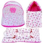 Infantbond Designer Mattress with Net & Carry Bed (Star & Moon Pink) ? Fast Shipping to USA & Canada - Image 2