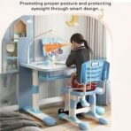 StarAndDaisy Kids Study Table Functional Desk Chair Set 3-12years Boys Girls/Kids Chair & Table with Height Adjustable/Study Table with Bookholder, Lamp, Storage Box (K80-Blue-) - Fast Shipping to USA & Canada - Image 5