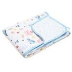 haus & kinder 100% Cotton Reversible Muslin Blanket For Newborn Baby Boy And Girl, Triple Layer Blanket 0-3 Years, Size- 120 Cm X 120 Cm (Vitamin Sea, Blue), 200 TC - Fast Shipping to USA & Canada