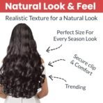 TEMPERIA Hair Extensions for Women (Premium)- 5 Clips Attached Curly/Wavy Artificial Hair Clip On Extension - False Fake Long Curl Hair Wig for Wedding - 1 Pc - Natural Brown Colour (D1) - Fast Shipping to USA & Canada - Image 4