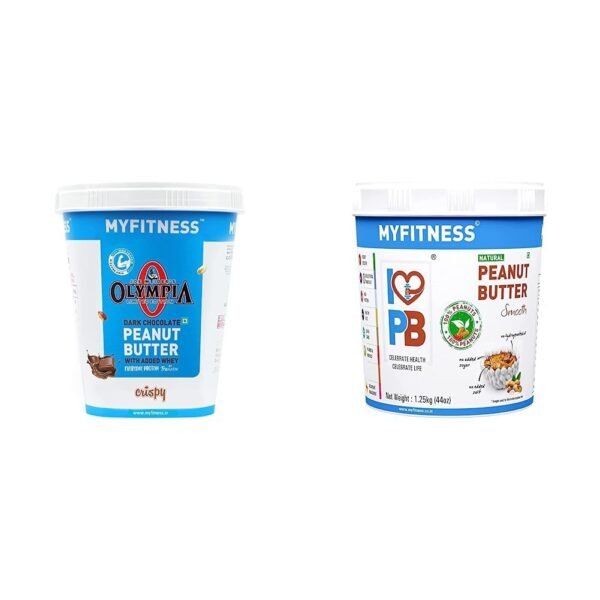 MYFITNESS Unsweetened Crunchy & Olympia High Protein Crispy PB Combo 1250g+510g - Fast Shipping to USA & Canada