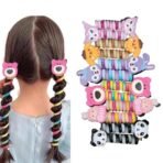 TEMPERIA (Pack of 2) Fancy Stylish Telephone Wire Hair Rubber Band for Girls, Kids - Colorful Braided Spiral Hair Ties - Cute Cartoon Ponytail Holder Elastic Hair Accessories (Random Colors & Designs) - Fast Shipping to USA & Canada - Image 2