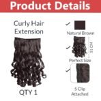 TEMPERIA Hair Extensions for Women (Premium)- 5 Clips Attached Curly/Wavy Artificial Hair Clip On Extension - False Fake Long Curl Hair Wig for Wedding - 1 Pc - Natural Brown Colour (D1) - Fast Shipping to USA & Canada - Image 3