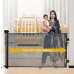 A Baby Cherry - Baby Saftey Gate Retractable | Stairs & Pet Safety | Wide Mesh Gate 33" Tall | Expandable 55" | Indoor/Outdoor, Childproof Auto Lock (Black) - Fast Shipping to USA & Canada - Image 7