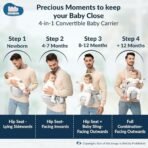 Kids Station Baby Carrier with 4 Carry Positions, Patented Design, Baby Carrier made up of Cotton, Designed for Indian Environment, Adjustable New-Born to Toddler Carrier, Max Weight Up to 15 Kgs (Grey, Happy Strap) - Fast Shipping to USA & Canada - Image 7