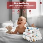 StarAndDaisy Muslin Face Hankies Pack of 6 Extra Soft, for Newborn Baby, for Infants, Toddlers, Kids, Reusable, 100% Pure Cotton Napkins, White, Printed. - Fast Shipping to USA & Canada - Image 6