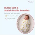 MOM'S HOME Baby Organic Cotton Soft Muslin Cloth Swaddle | 0-12 Months | Pack of 3 - Fast Shipping to USA & Canada - Image 5