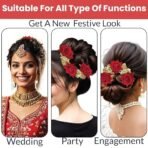 TEMPERIA (1pc) Hair Accessories For Women & Girls Stylish for Wedding - Artificial Flowers & Pearl Style Juda Bun Accessories - Floral Bridal Brooch & Hair Pins - Hairstyle Decoration Bride Clips - Fast Shipping to USA & Canada - Image 7