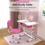 StarAndDaisy Kids Functional Desk and Chair Set, Height Adjustable Children School Study Table with, Bookholder Slot, LED Lamp, Storage for Boys Girls 4-12 Years. (K80-Pink+) - Fast Shipping to USA & Canada - Image 3