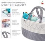 a baby cherry - Diaper Caddy | Diaper Caddy Bag Organizer Large Capacity (40 * 28 * 20CM) | Nursery Storage Bin And Car Organizer For Diapers And Baby Wipes (Grey, Cotton) - Fast Shipping to USA & Canada - Image 4