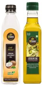 DiSano Extra Virgin Olive Oil, First Cold Pressed, 250ml + Disano Cold Press Virgin Coconut Oil Bottle, 250 ml - Fast Shipping to USA & Canada