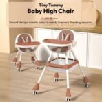 StarAndDaisy High Chair for Baby/Baby Feeding Chair for 0 to 5 Years with 5 Point Safety Belt/High Chair with Seat Recline, Height Adjustable & Detachable Tray with Wheel -Brown - Fast Shipping to USA & Canada - Image 3