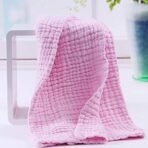 MOM'S HOME Cotton Baby Super Soft Absorbent Muslin 6 Layer Wash Towel- 100X100 CM - (0-3 Years)- Pink - Fast Shipping to USA & Canada - Image 2