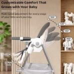 StarAndDaisy Galaxy Star High Chair For Baby Girls & Boys,Multifunction 6 In 1 Feeding Chair With Height Adjustment,One Click Fold,Detachble Food Tray,Reclining Seat 6 Months To 5 Years Kids(Grey) - Fast Shipping to USA & Canada - Image 4